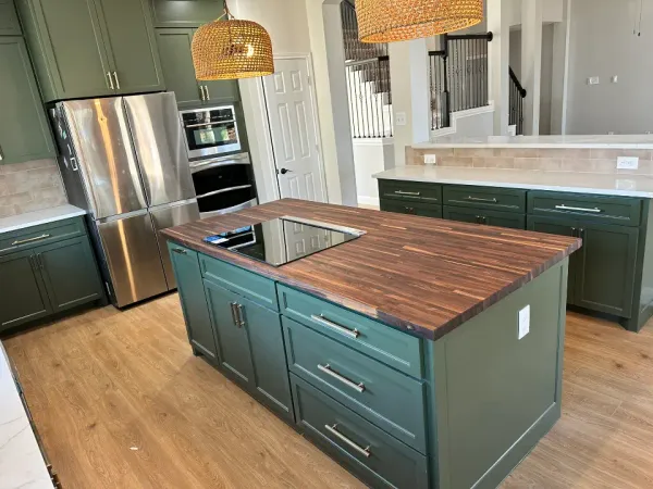 Green Kitchen Cabinet Renovation after photo