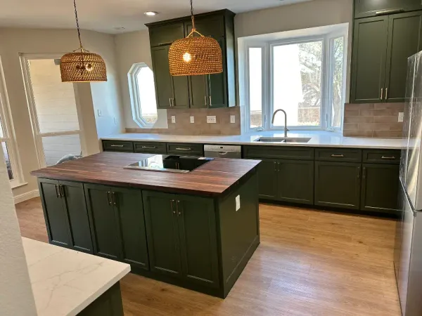 Green Kitchen Cabinet Renovation after photo