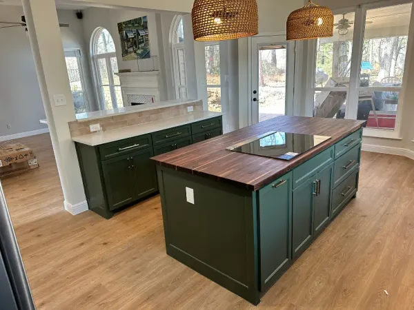 Green Kitchen Cabinet Renovation after photo